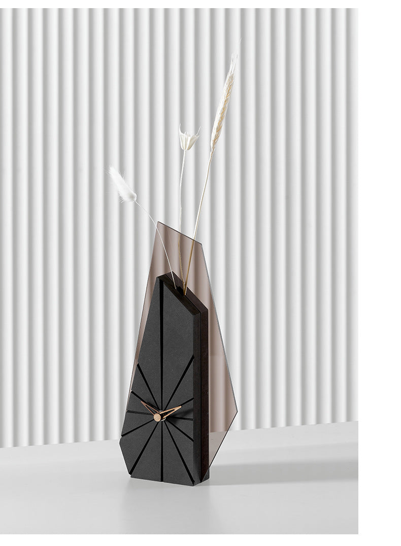 Unique Decorative Vase Table Clock for Living Room