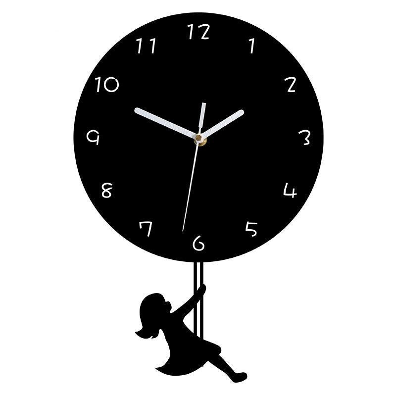 Swinging Girl Pendulum Silent Wall Clock