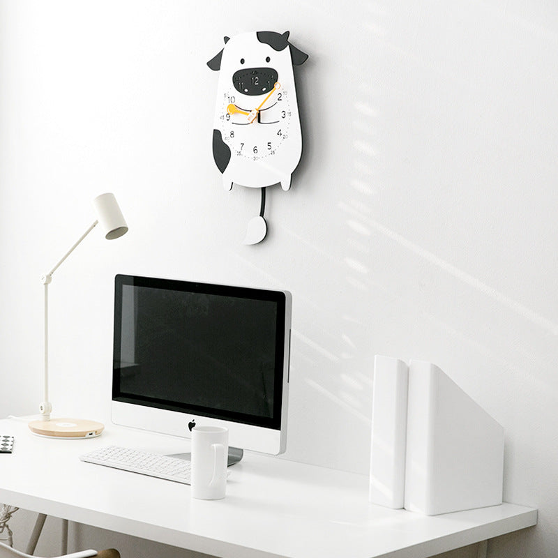 Cow Kids Bedroom Pendulum Silent Clock