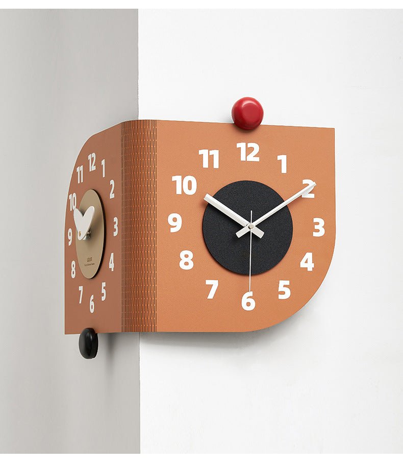 Loforay™ Two Sided Wall Corner Decorative Silent Clock
