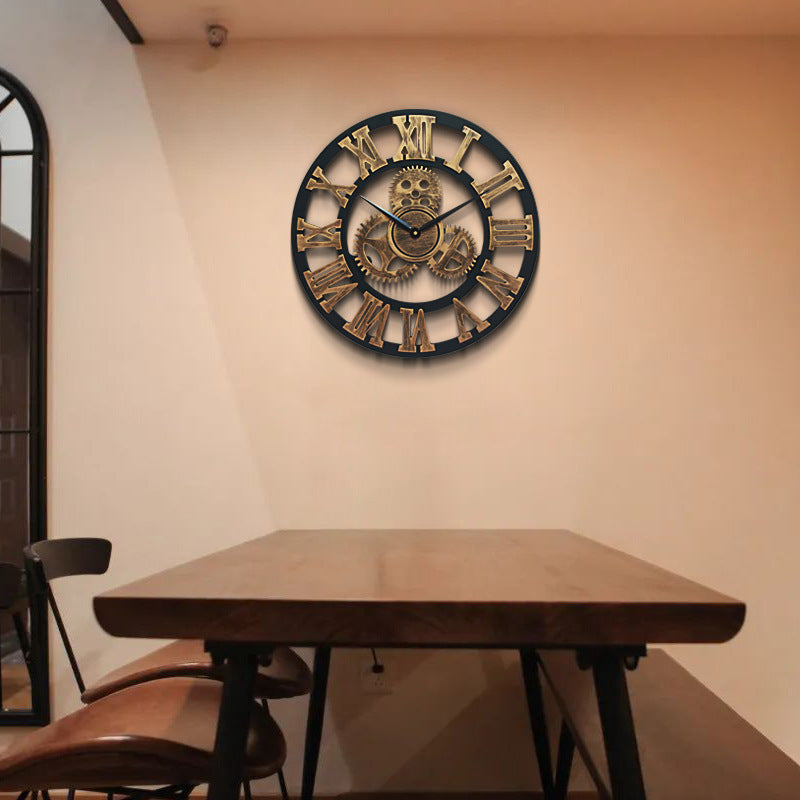 Roman Letters 3D Gears Wall Clock for Livingroom 16 Inches