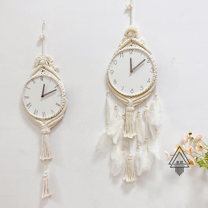 Loforay™ Roman Numerals Woven Nordic Wall Hanging Silent Clock