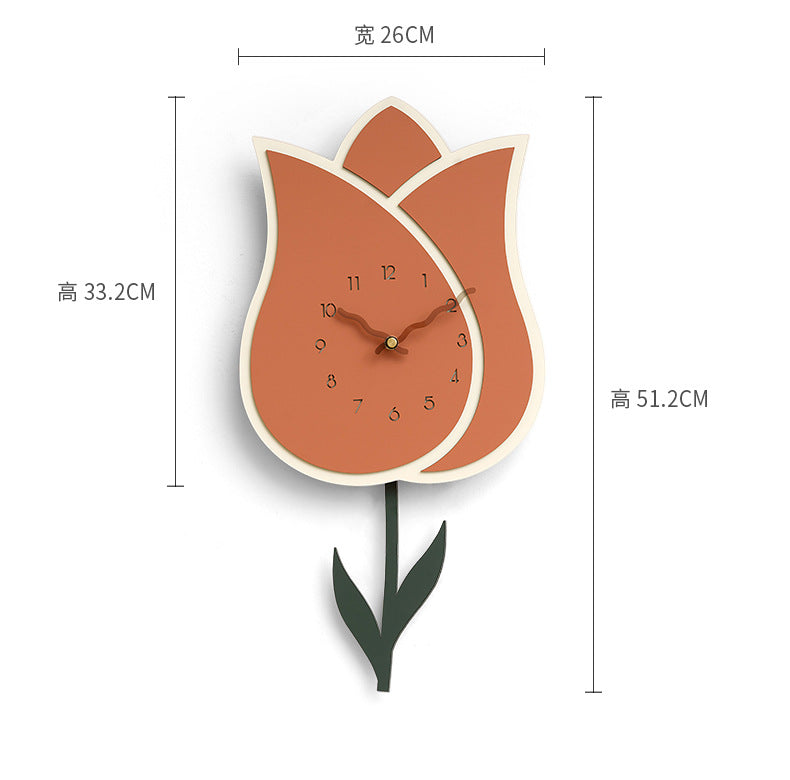 Flower Pendulum Wall Clock for Study Room
