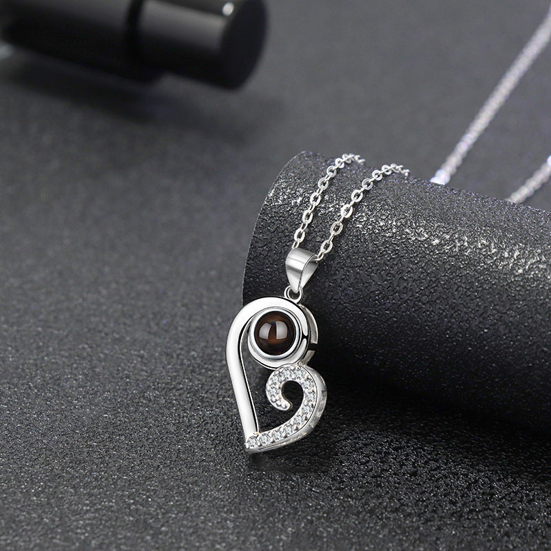 Photo Projection Couple Pendants Set for 2
