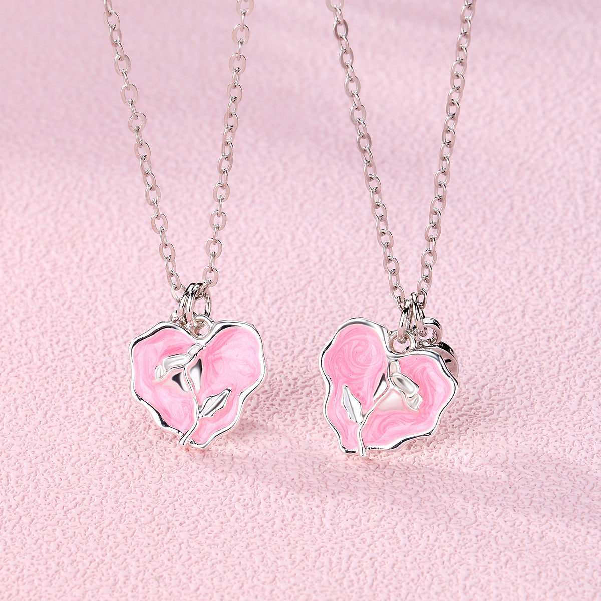Rose Matching Best Friend Necklaces Gift Set for 2