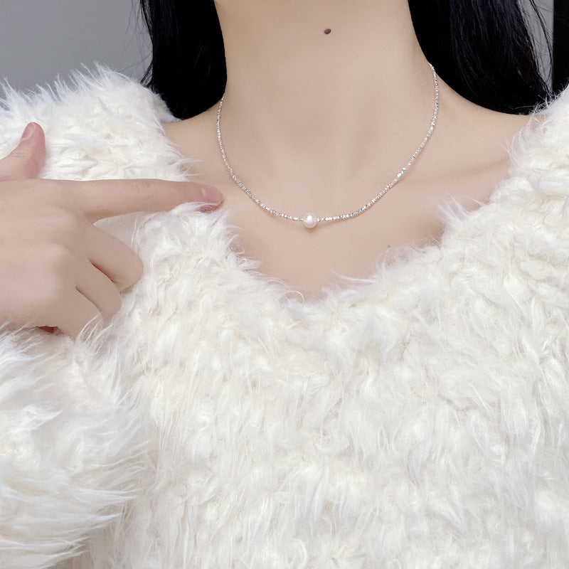 Natural Pearl Sterling Silver Necklace