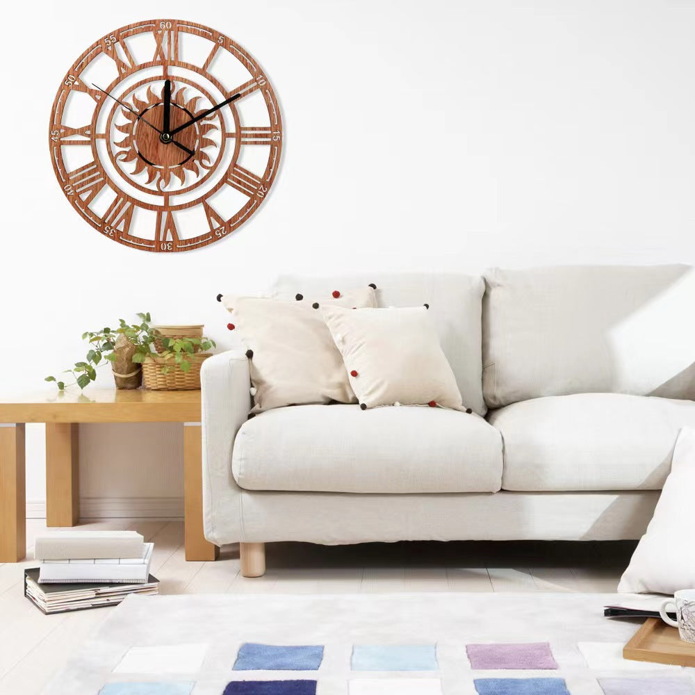 Roman Numerals Wood Texture Wall Clock 9 Inches