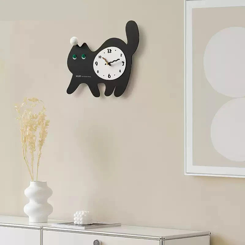 Cute Cat Kids Bedroom Silent Wall Clock