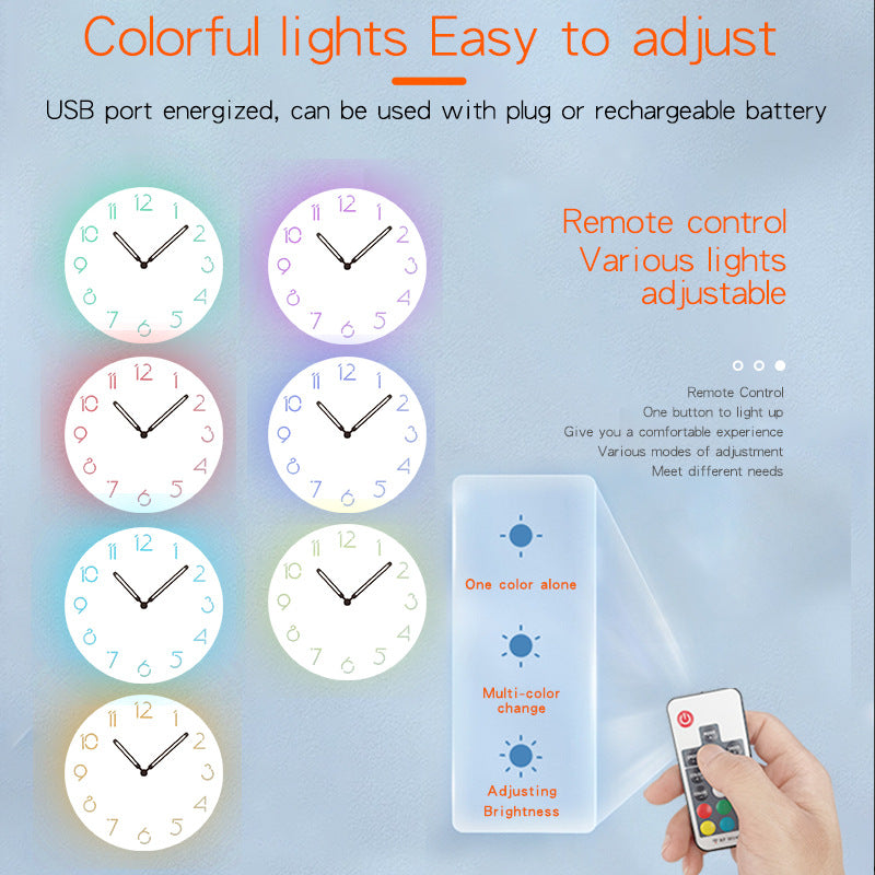 Atmospheric Led Light Silent Wall Décor Clock