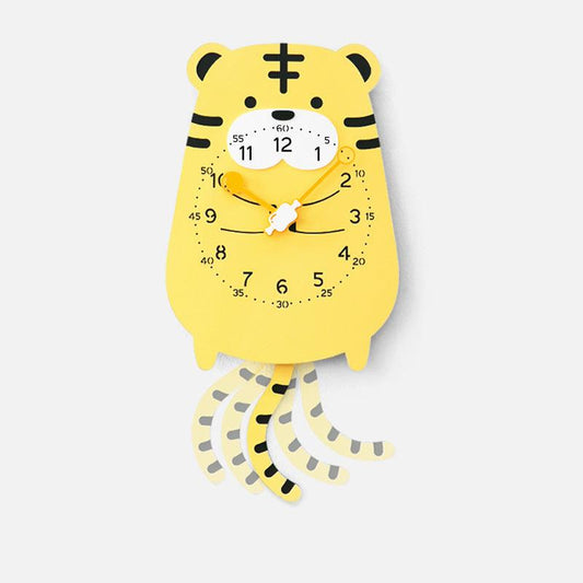 Cute Tiger Kids Bedroom Pendulum Silent Clock