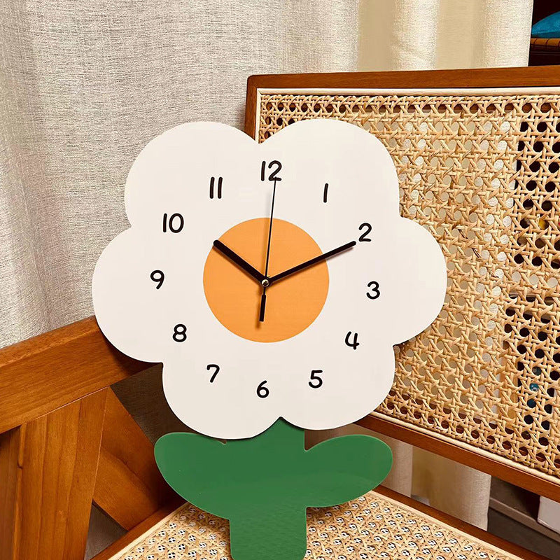 Flower Silent Wall Clock for Livingroom 12 Inches