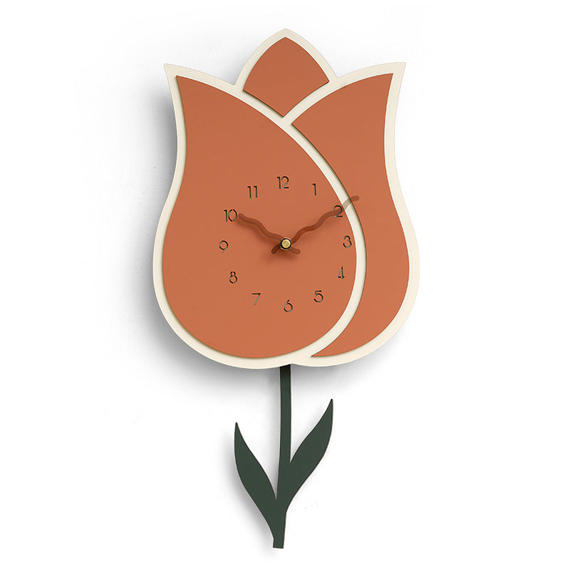 Flower Pendulum Wall Clock for Study Room