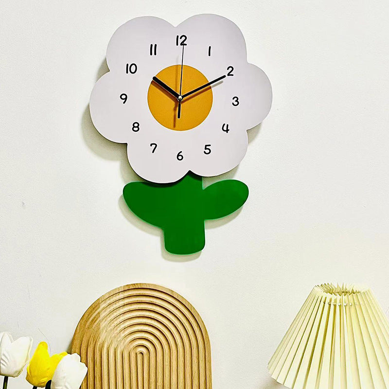Flower Silent Wall Clock for Livingroom 12 Inches