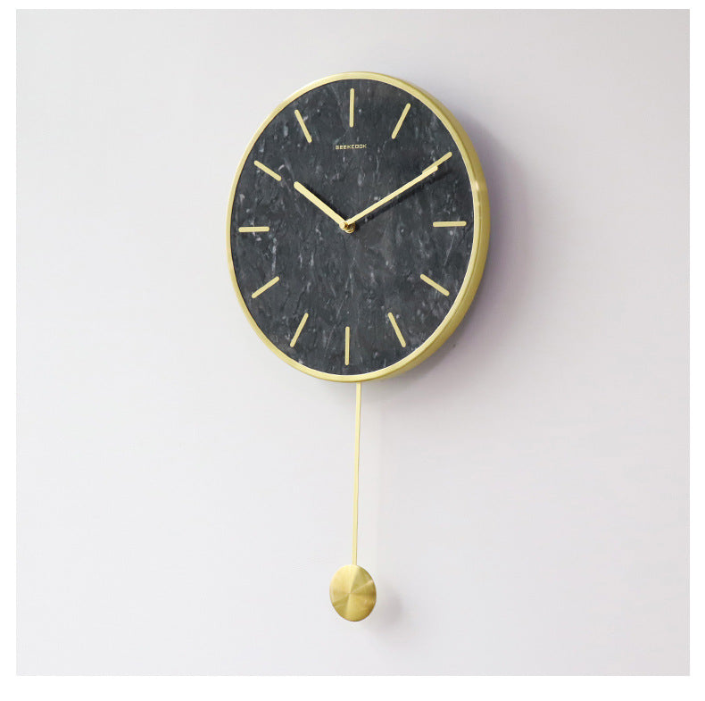 Natural Marble Pendulum Analog Wall Clock