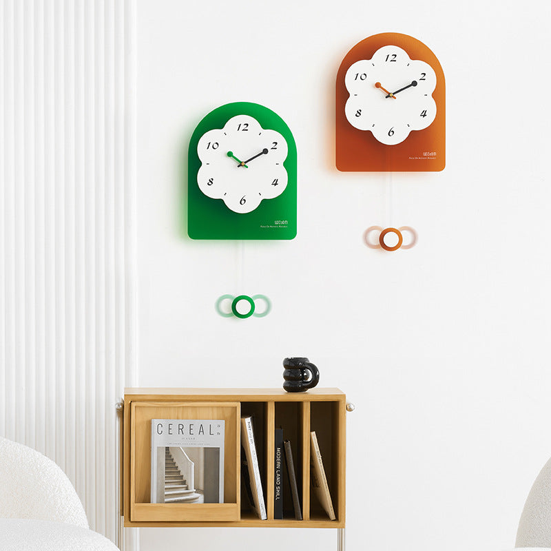 Flower Shaped Wall Décor Pendulum Clock