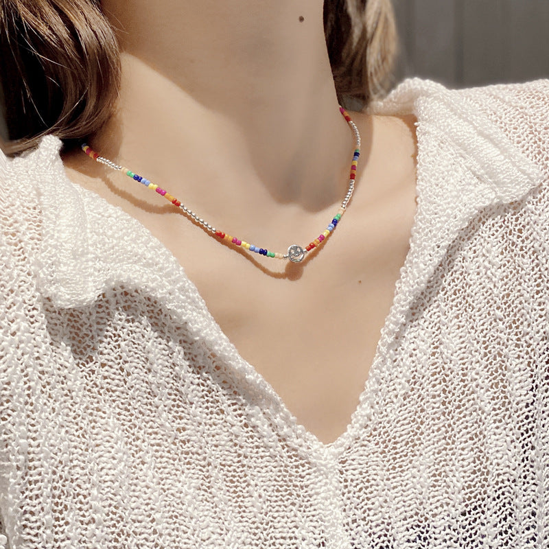 Smiley Face Beaded Necklace for Girls