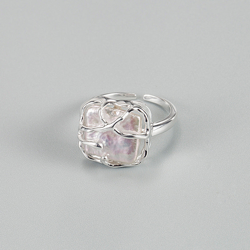 Baroque Pearl Silver Ring for Girls