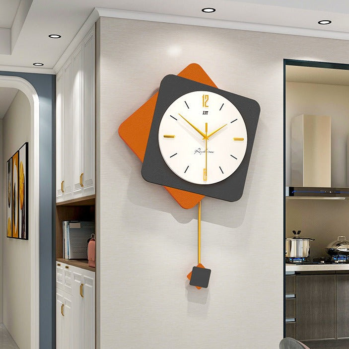 Wall Decor Pendulum Wall Clock for Livingroom Battery Operated