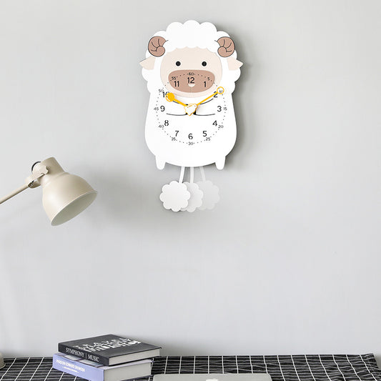 Sheep Pendulum Kids Bedroom Silent Clock