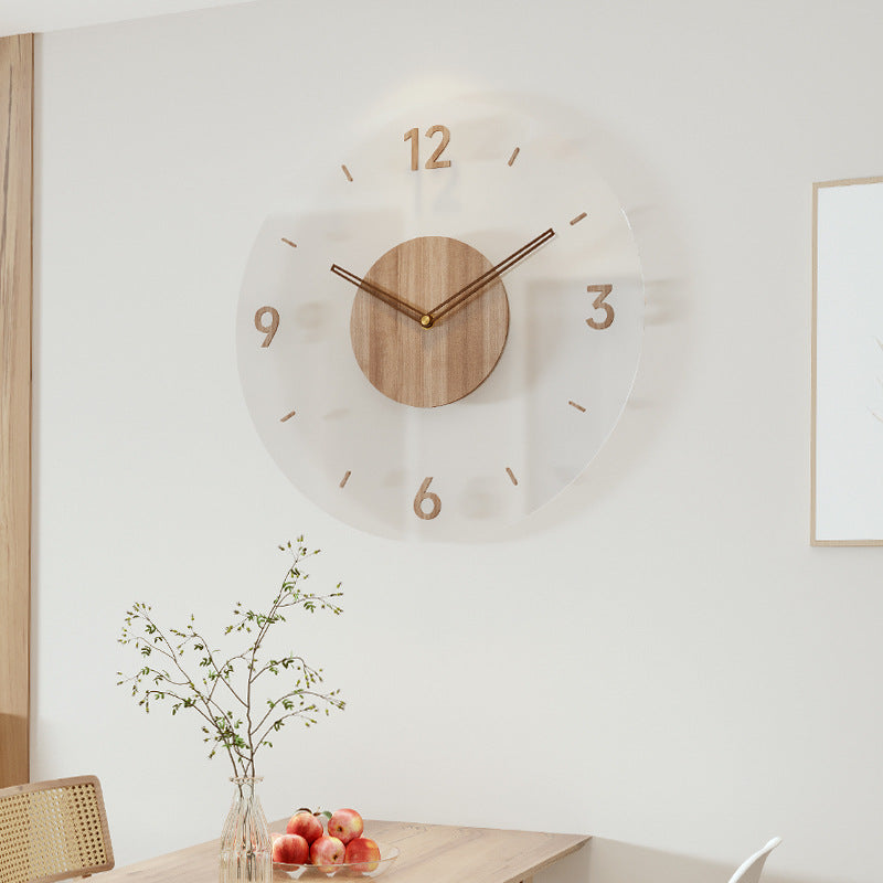 Nordic Solid Wood Silent Wall Clock 14 Inches