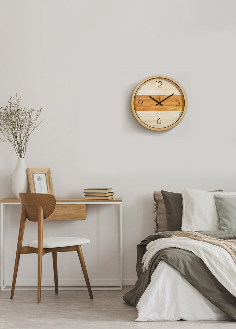 Wood Textured Silent Wall Clock 12 Inches