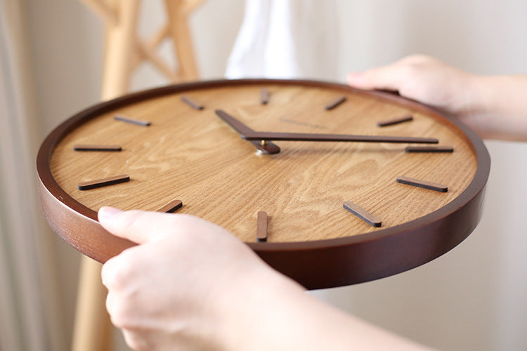 Minimalistic Silent Wooden Wall Clock 12 Inches