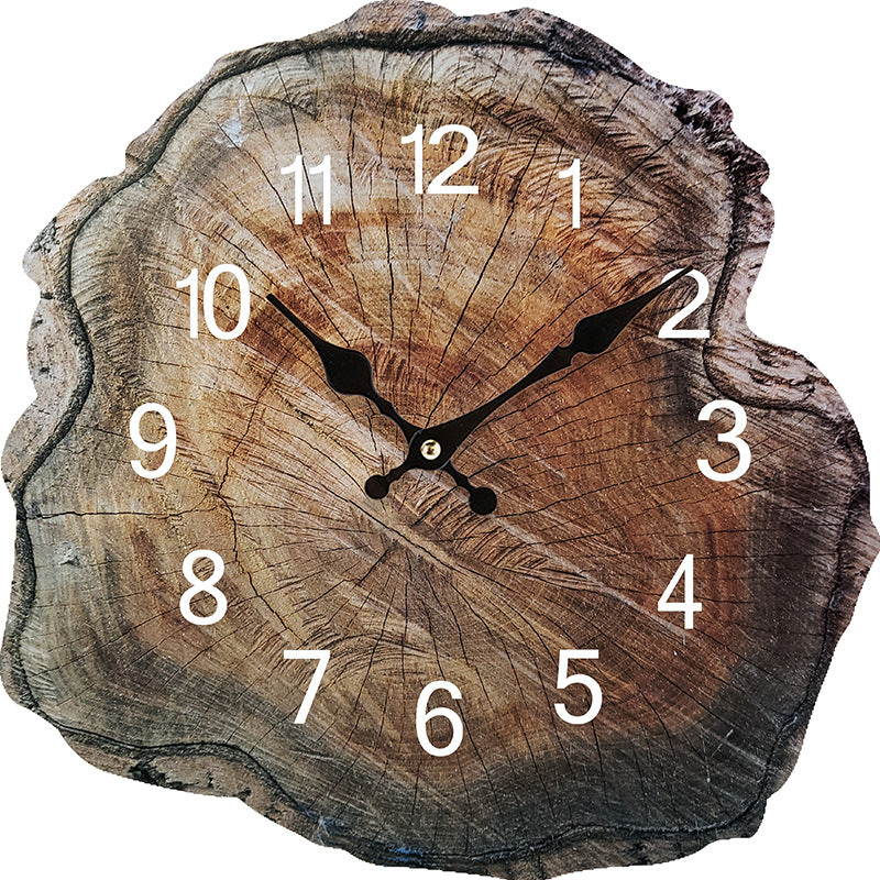 Wood Textured Silent Wall Decoration Clock for Livingroom