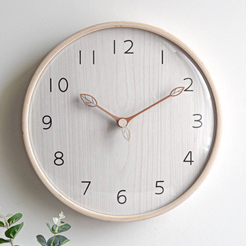 Round Wooden Analogue Wall Clock for Home