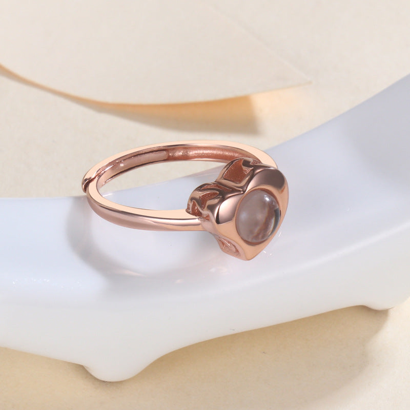 Photo Projection Heart Ring - Adjustable Size