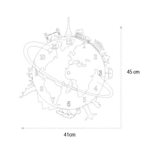 World Map Wall Clock for Kids Bedroom