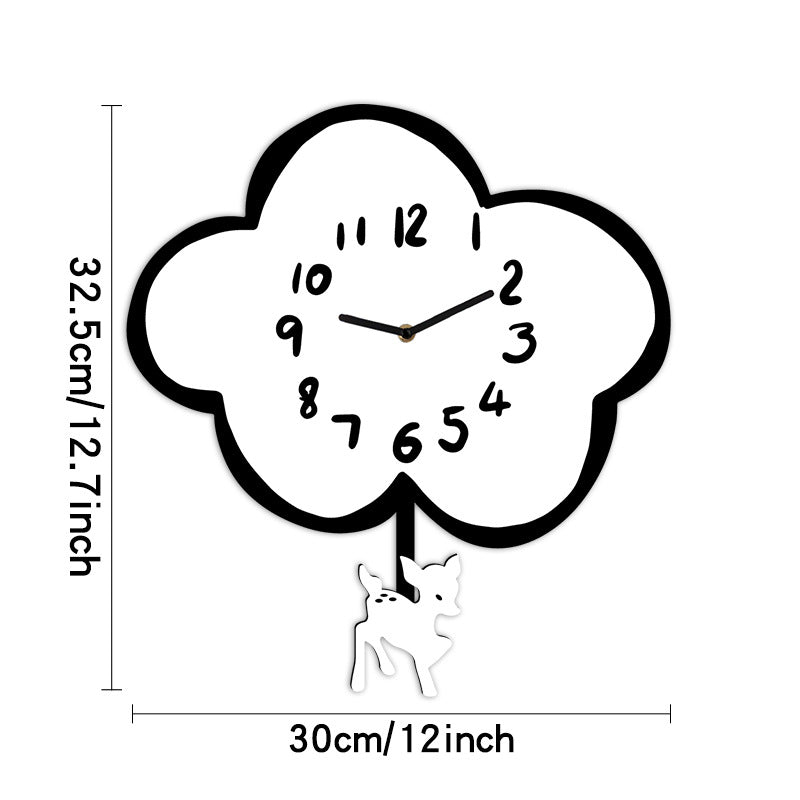 Cute Animals Silent Pendulum Clock for Kids Bedroom