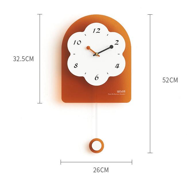 Flower Shaped Wall Décor Pendulum Clock
