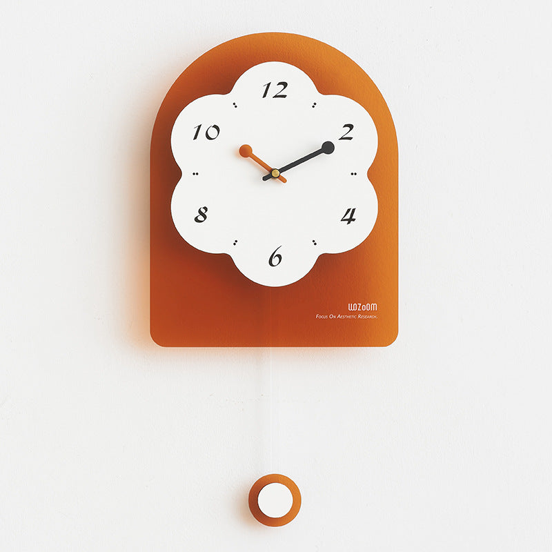 Flower Shaped Wall Décor Pendulum Clock