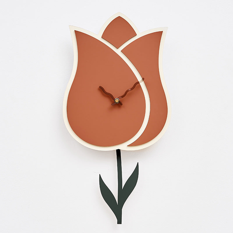 Flower Pendulum Wall Clock for Study Room