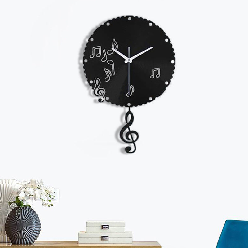 Music Notes Pendulum Silent Wall Clock