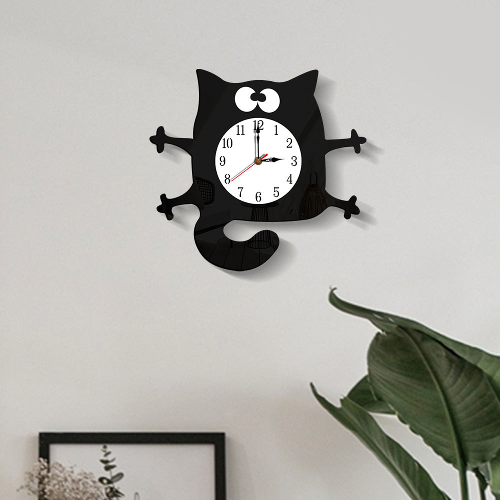 Noiseless Cat Wall Décor Clock for Kids Bedroom