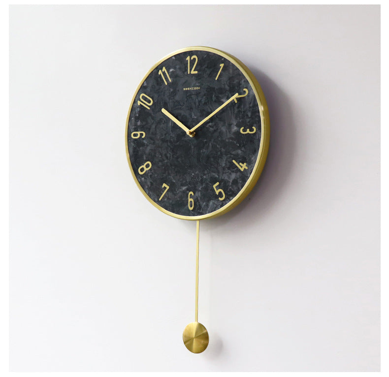 Natural Marble Pendulum Analog Wall Clock
