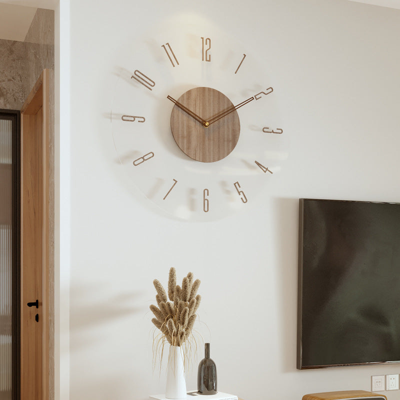 Nordic Solid Wood Silent Wall Clock 14 Inches