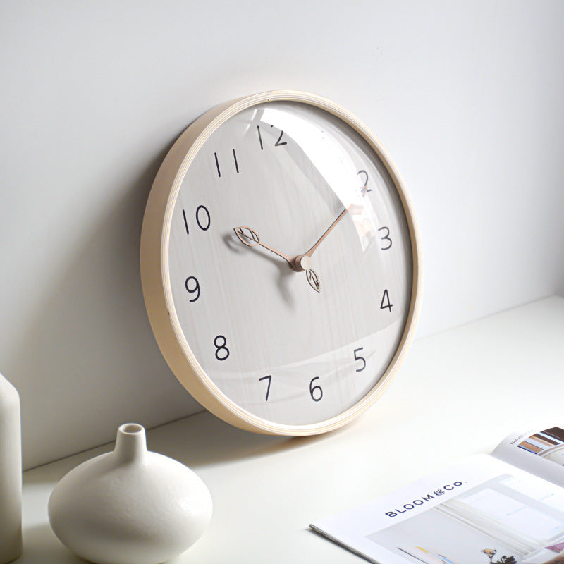 Round Wooden Analogue Wall Clock for Home