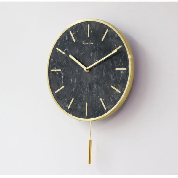 Natural Marble Pendulum Analog Wall Clock