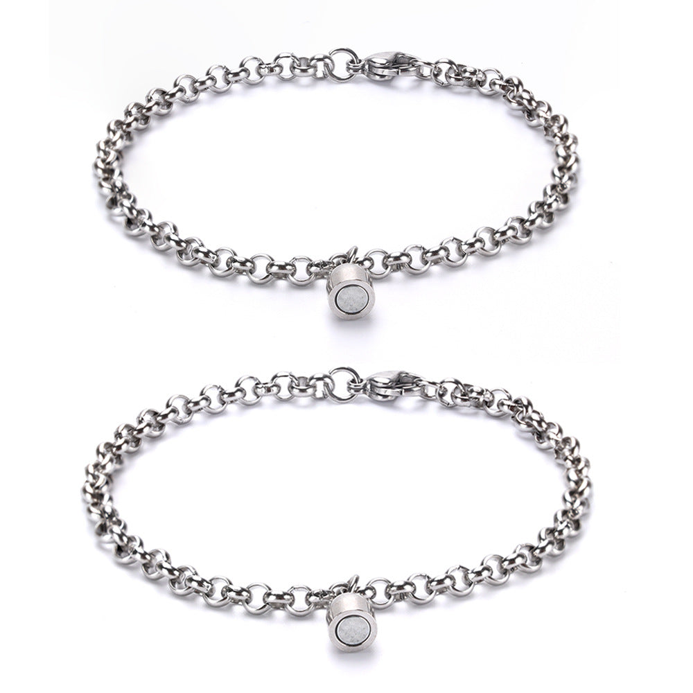 Connecting Charm Name Initial Bracelets for Couples