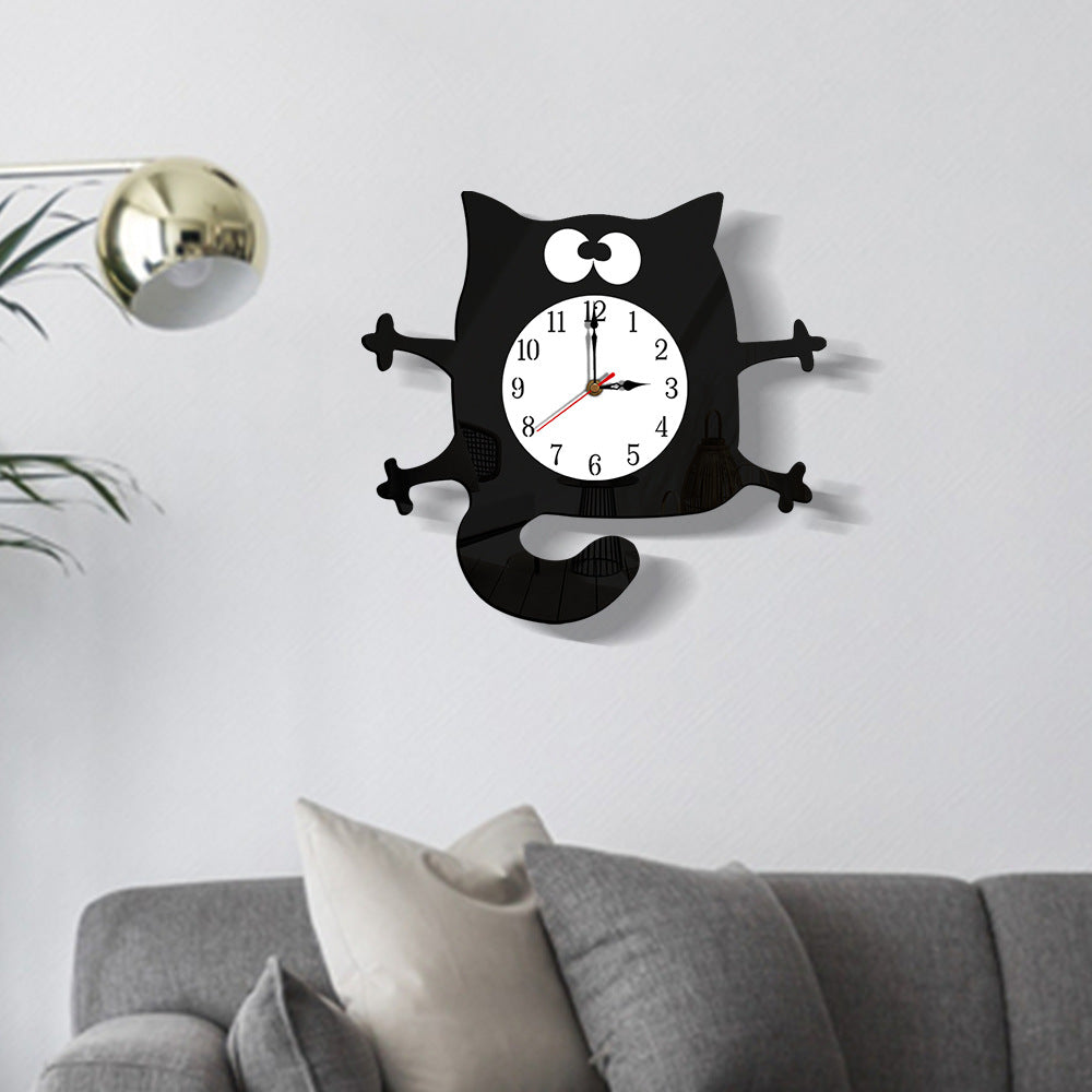 Noiseless Cat Wall Décor Clock for Kids Bedroom
