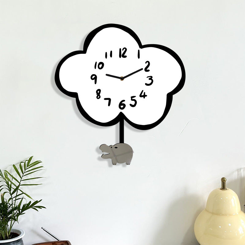 Cute Animals Silent Pendulum Clock for Kids Bedroom