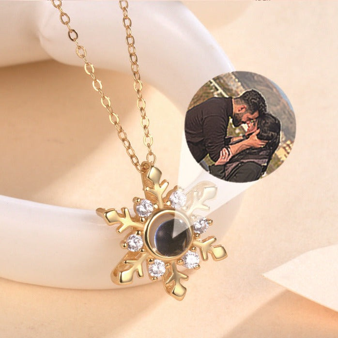 Photo Projection Snowflake Necklace