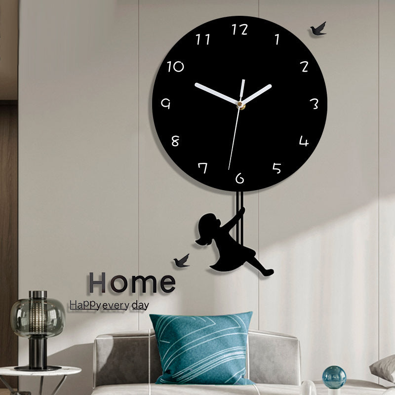 Swinging Girl Pendulum Silent Wall Clock