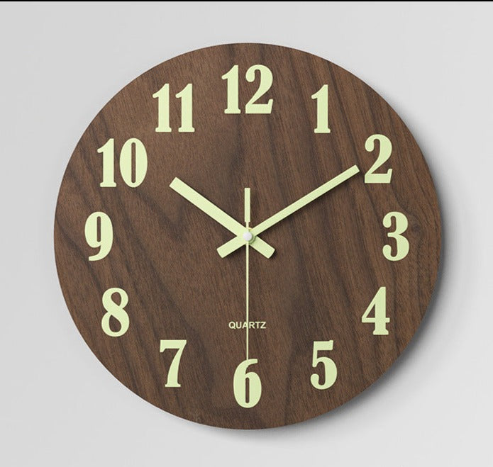 Wood Textured Luminous Silent Clock 12 Inches