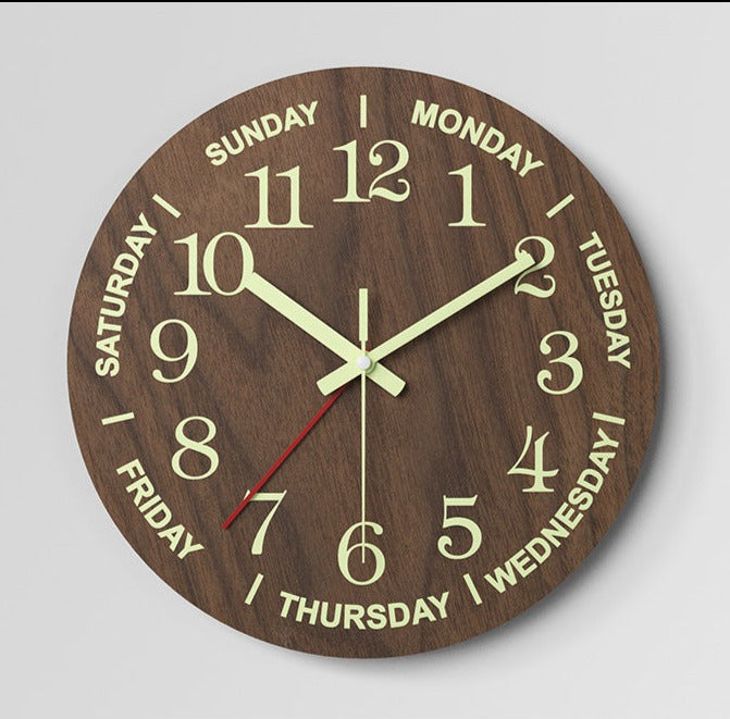 Big Letters Luminous Silent Clock 12 Inches Wood Textured