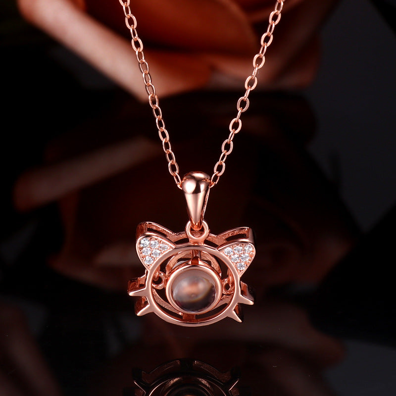Cute Kitty Photo Projection Necklace