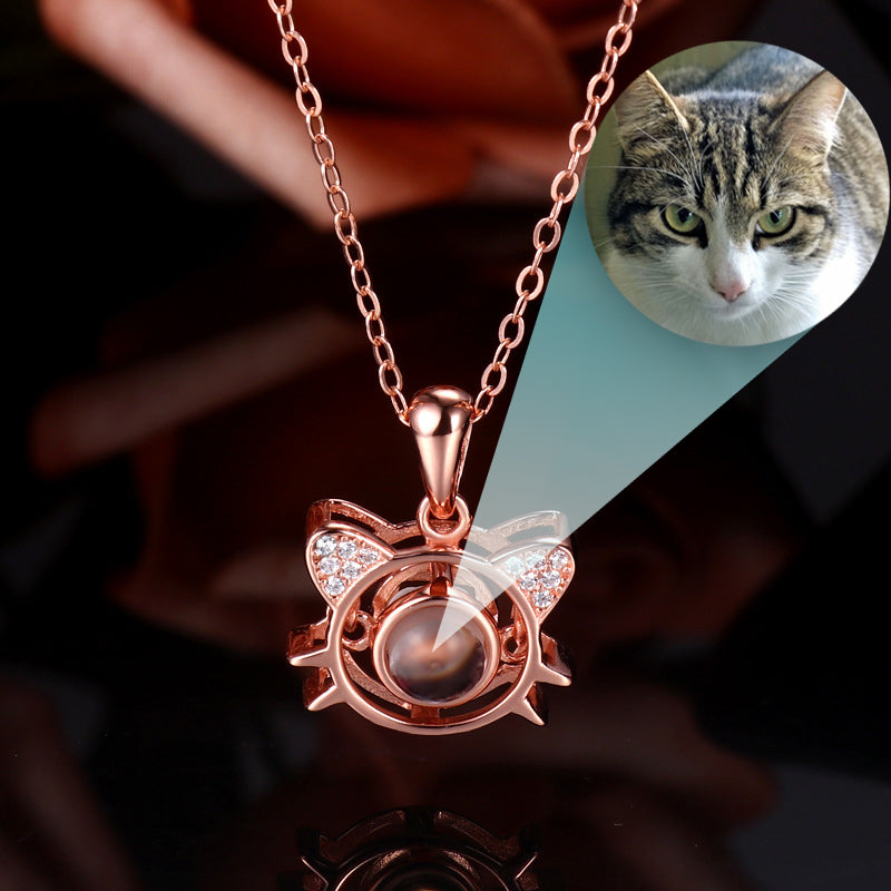Cute Kitty Photo Projection Necklace