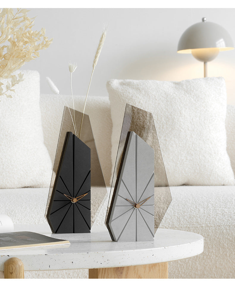 Unique Decorative Vase Table Clock for Living Room
